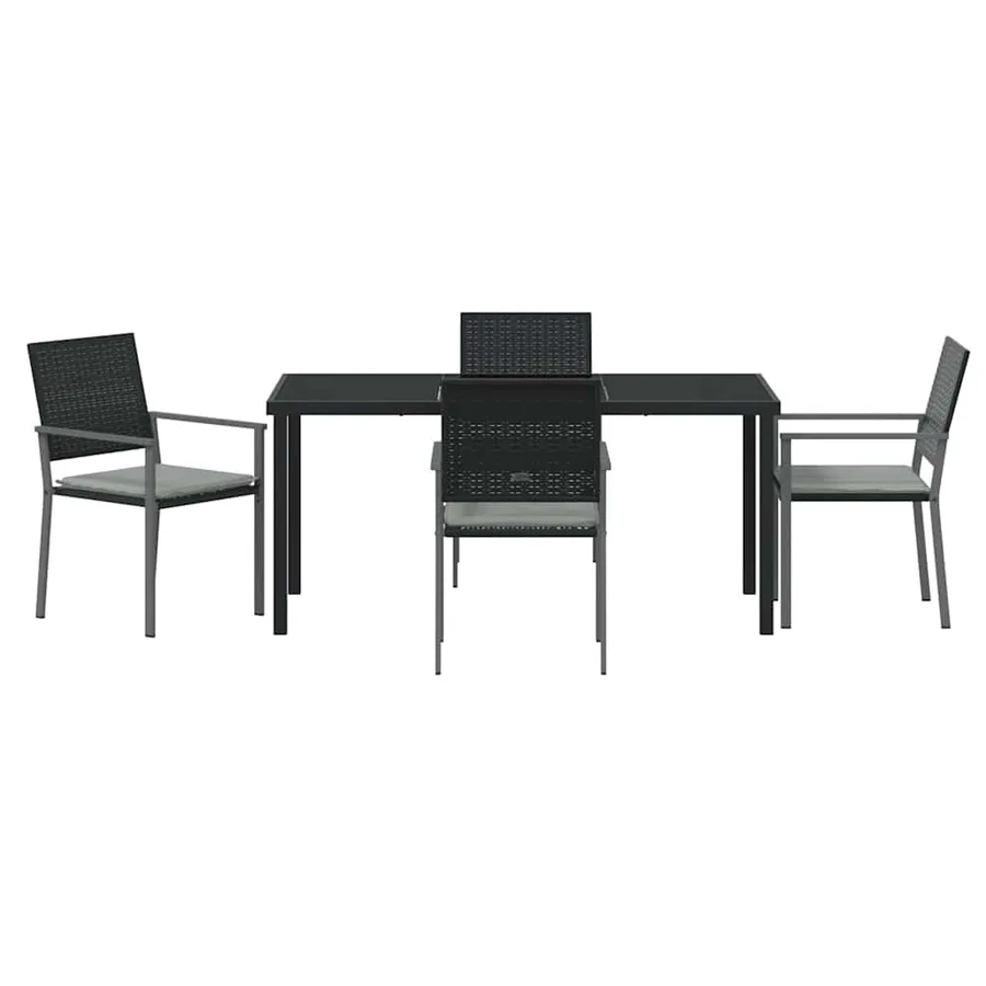 Ensemble de salle à manger pour jardin 5 pcs Noir et Gris Clair - 7