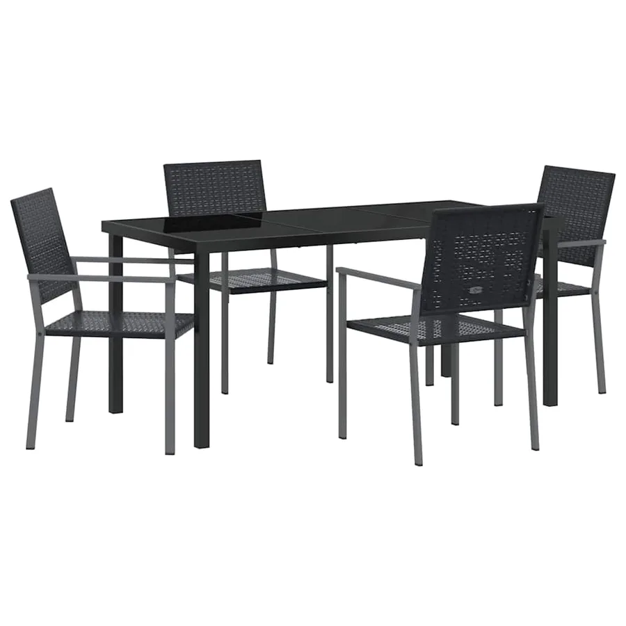 Ensemble de salle à manger pour jardin 5 pcs Noir Rotin PE - 2