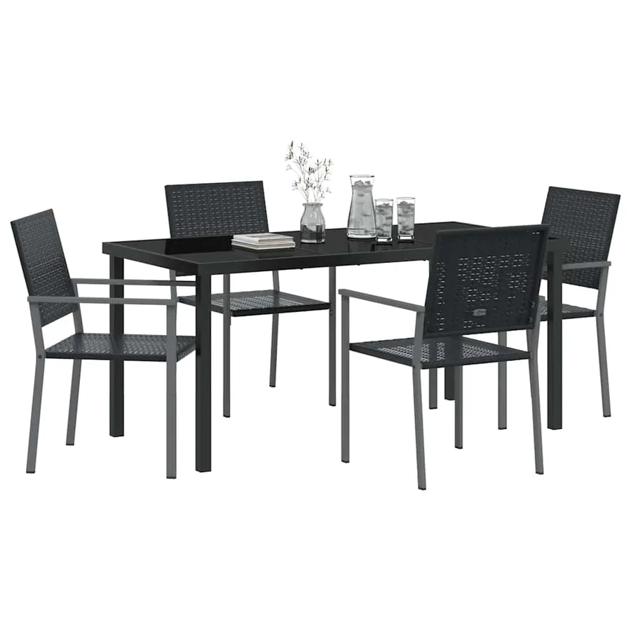 Ensemble de salle à manger pour jardin 5 pcs Noir Rotin PE - 3