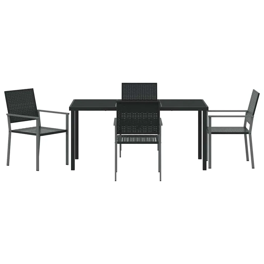 Ensemble de salle à manger pour jardin 5 pcs Noir Rotin PE - 7