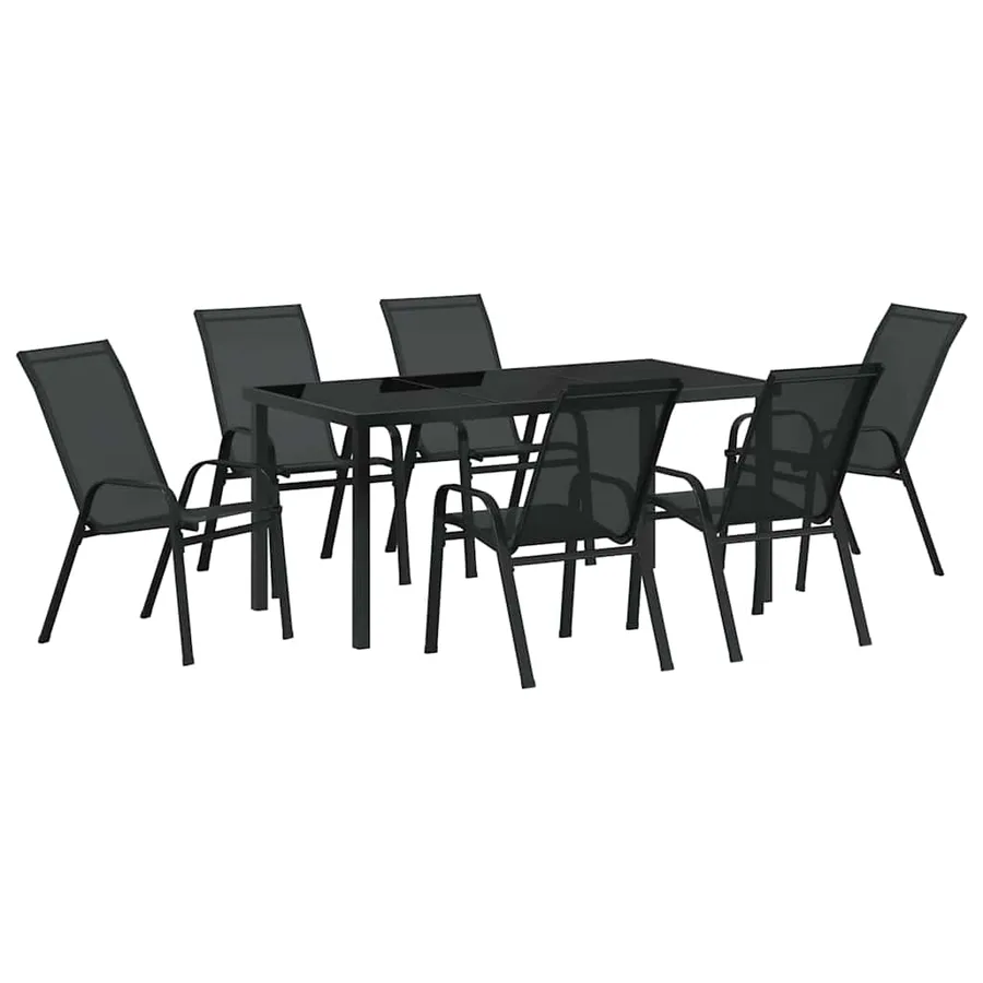 Ensemble de salle à manger pour jardin 7 pcs Noir - 2