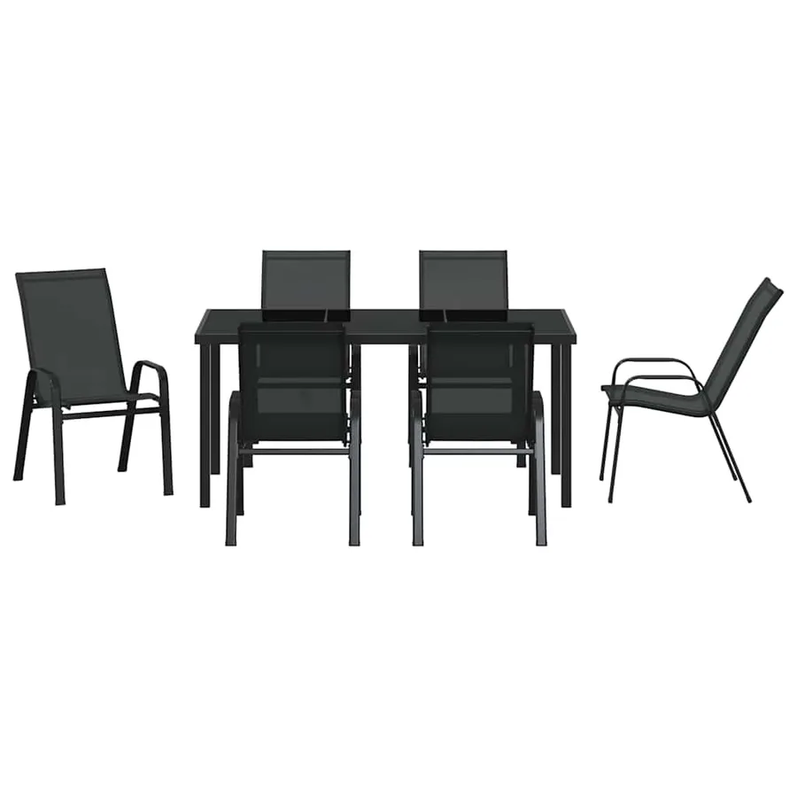 Ensemble de salle à manger pour jardin 7 pcs Noir - 7