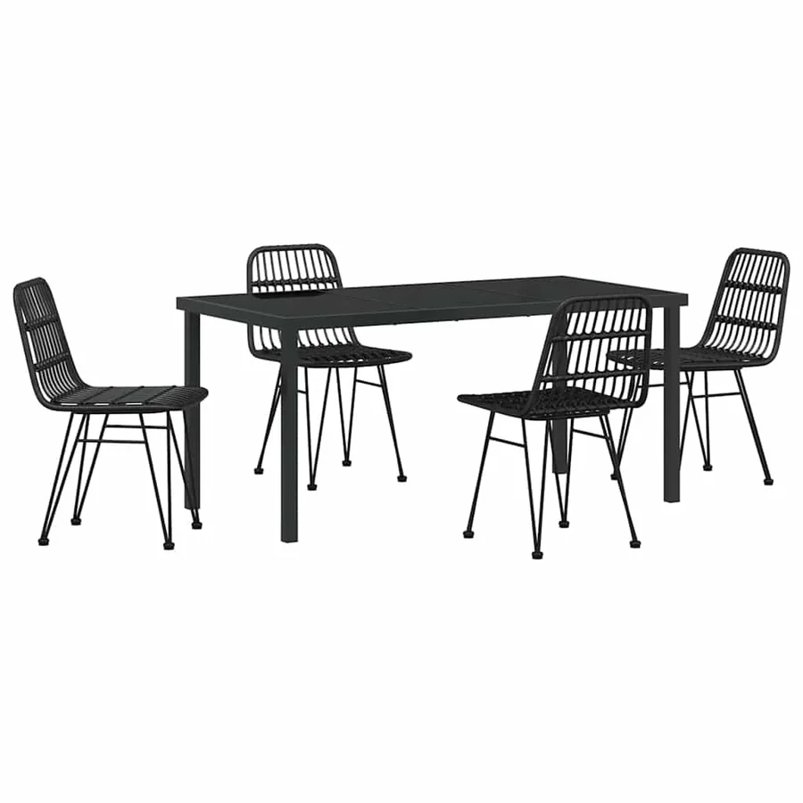 Ensemble de salle à manger pour jardin 5 pcs Noir - 2