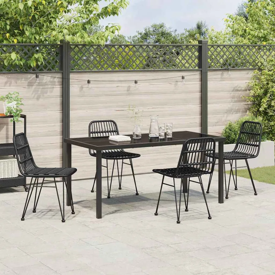Ensemble de salle à manger pour jardin 5 pcs Noir - 4