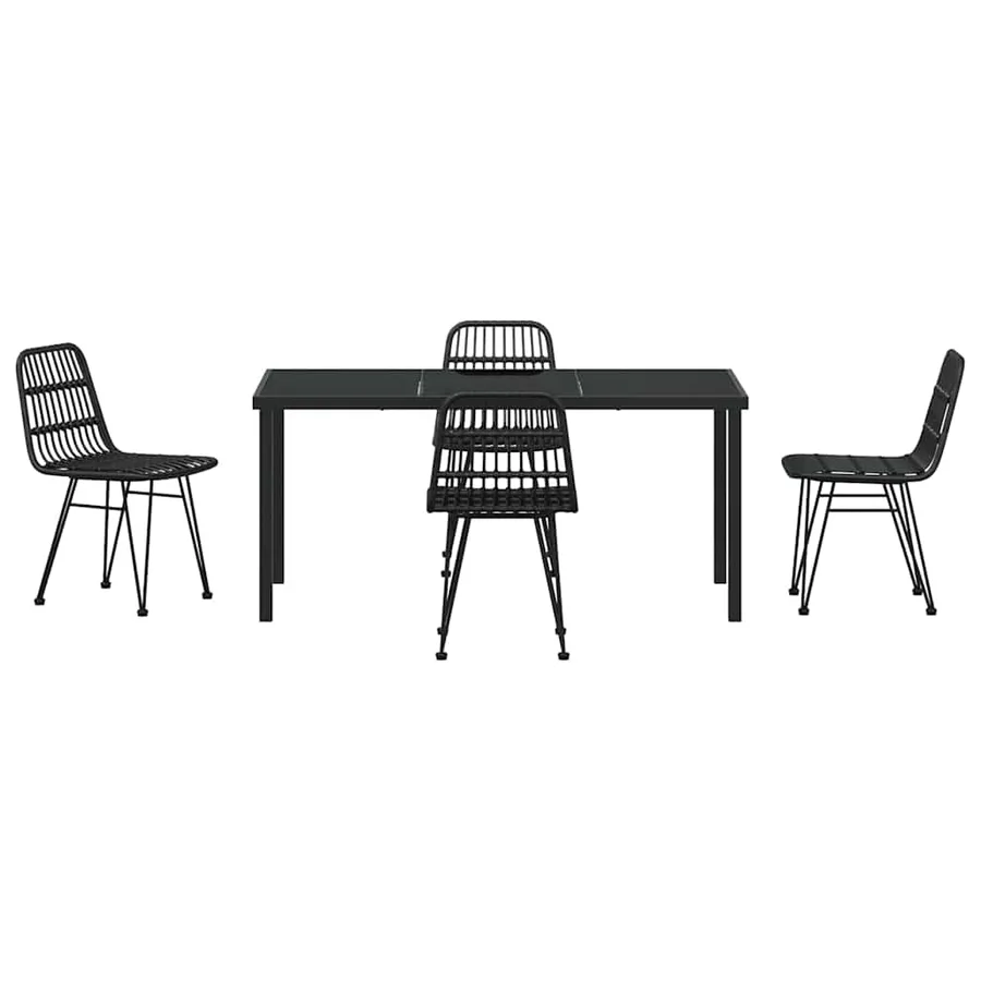 Ensemble de salle à manger pour jardin 5 pcs Noir - 7
