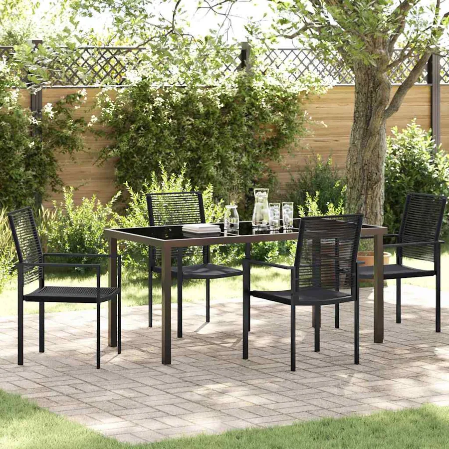 Ensemble de salle à manger pour jardin 5 pcs Noir