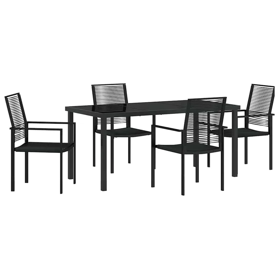 Ensemble de salle à manger pour jardin 5 pcs Noir - 2