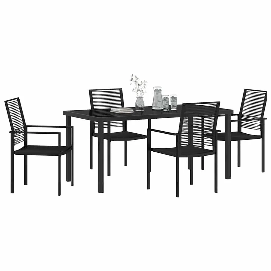 Ensemble de salle à manger pour jardin 5 pcs Noir - 3
