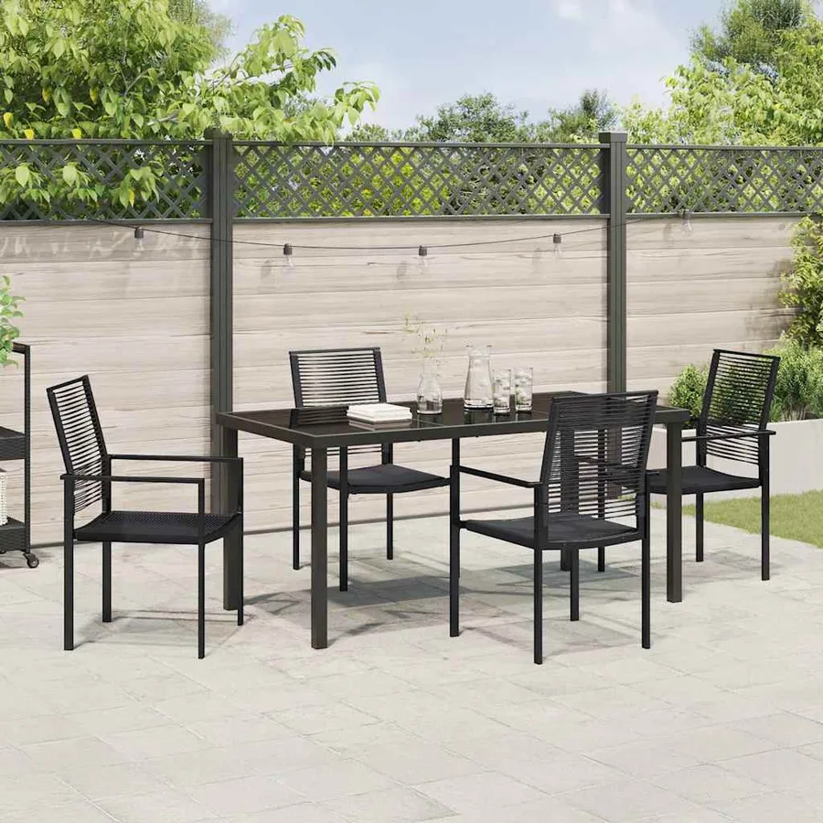 Ensemble de salle à manger pour jardin 5 pcs Noir - 4