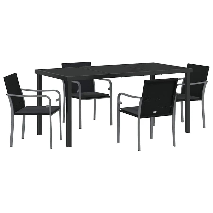 Ensemble de salle à manger pour jardin 5 pcs Noir et gris - 2