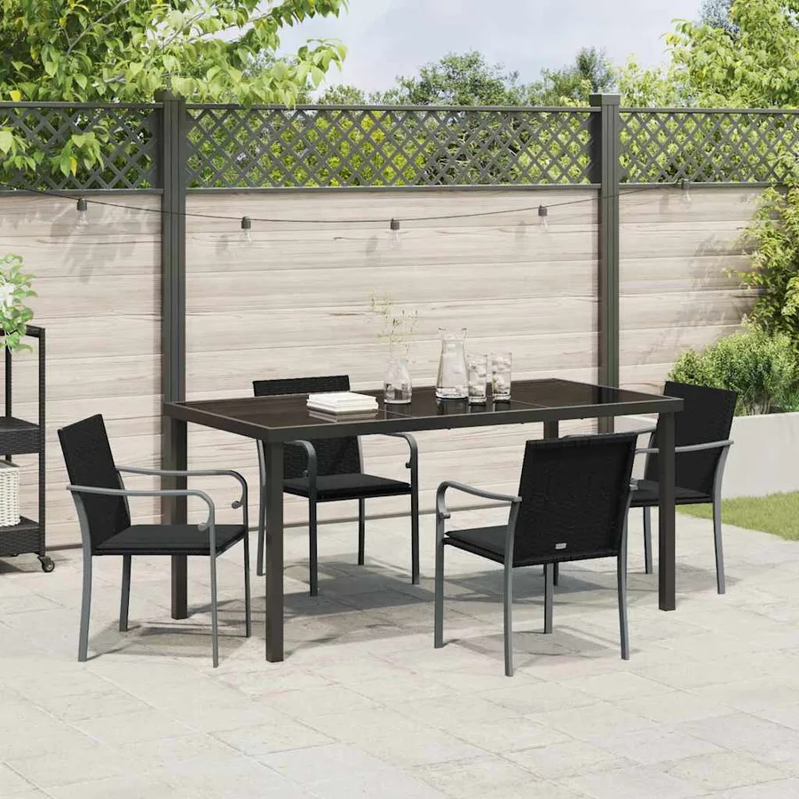 Ensemble de salle à manger pour jardin 5 pcs Noir et gris - 4