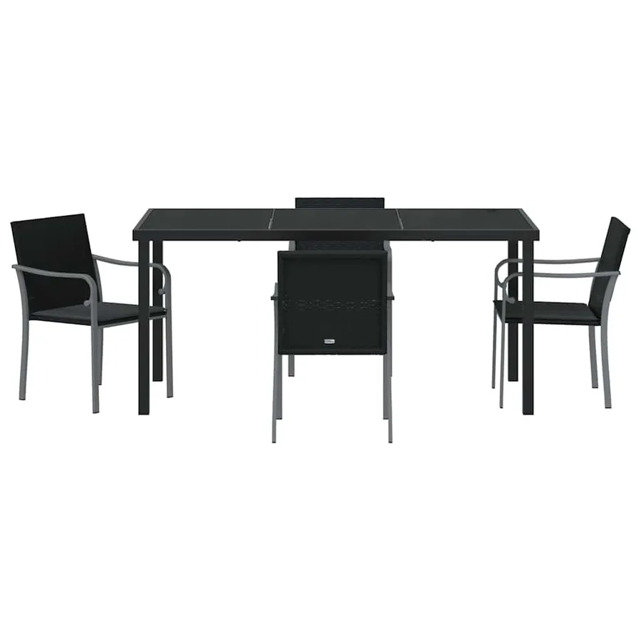 Ensemble de salle à manger pour jardin 5 pcs Noir et gris - 7