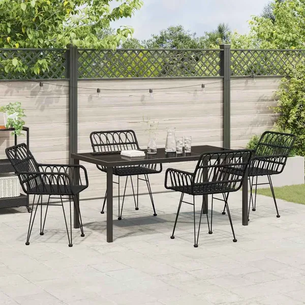Ensemble de salle à manger pour jardin 5 pcs Noir