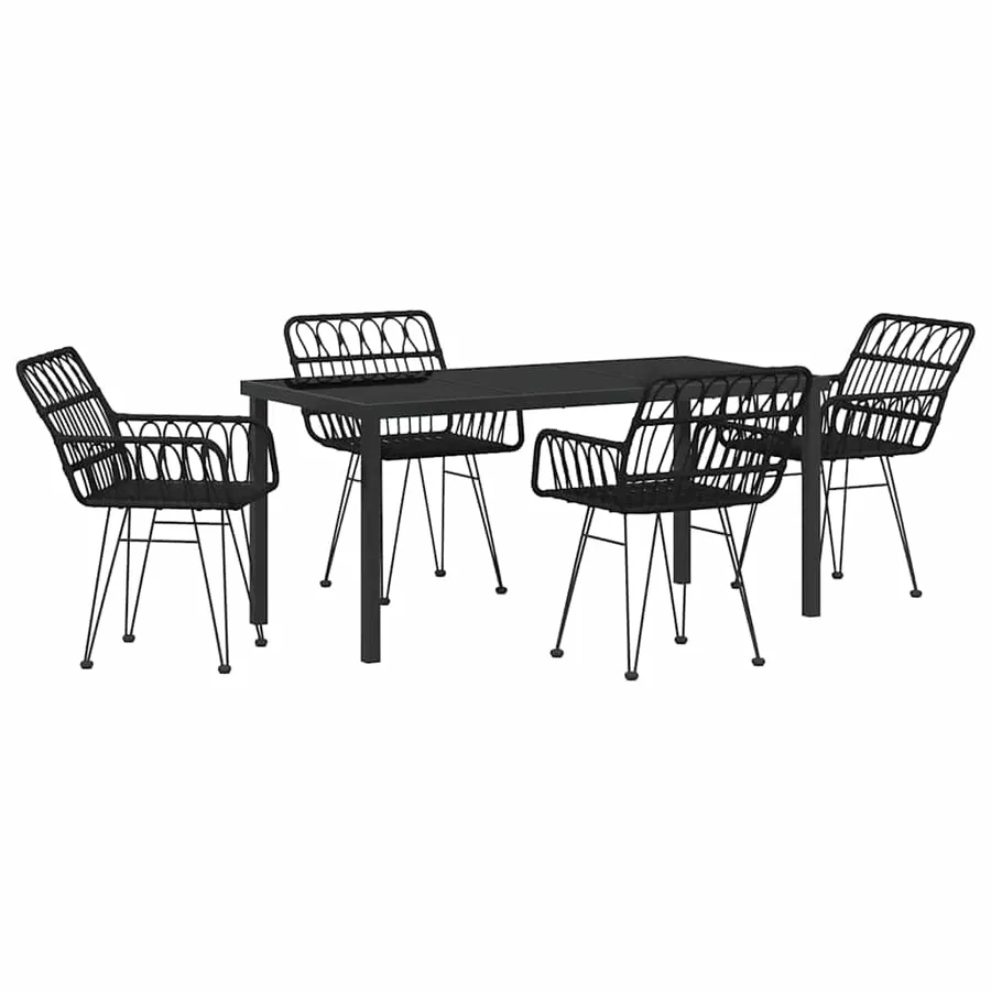 Ensemble de salle à manger pour jardin 5 pcs Noir - 2