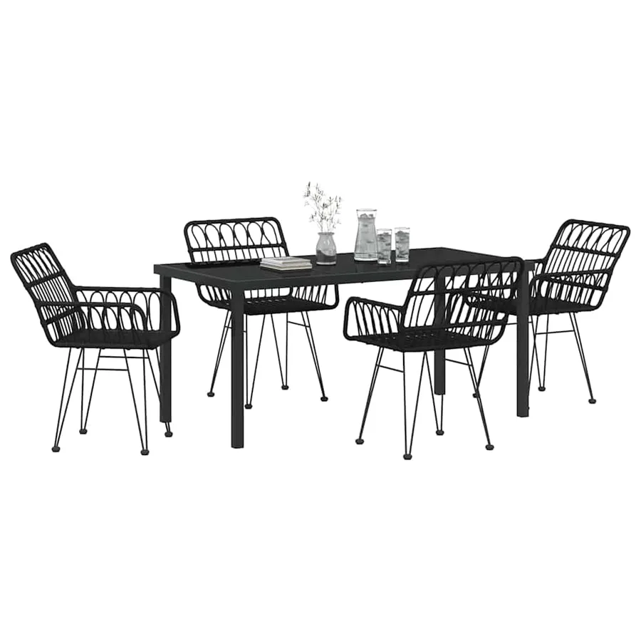 Ensemble de salle à manger pour jardin 5 pcs Noir - 3