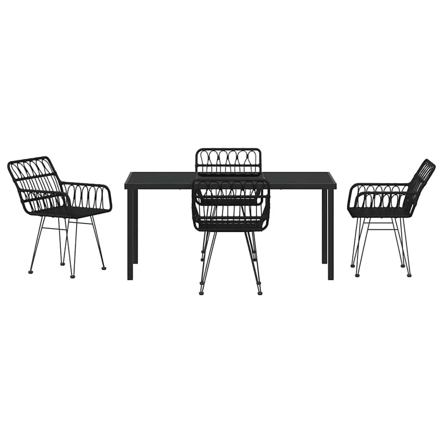 Ensemble de salle à manger pour jardin 5 pcs Noir - 6