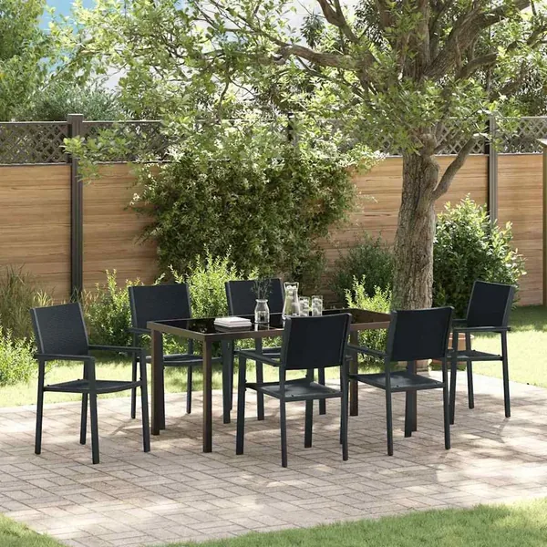 Ensemble de salle à manger pour jardin 7 pcs Noir
