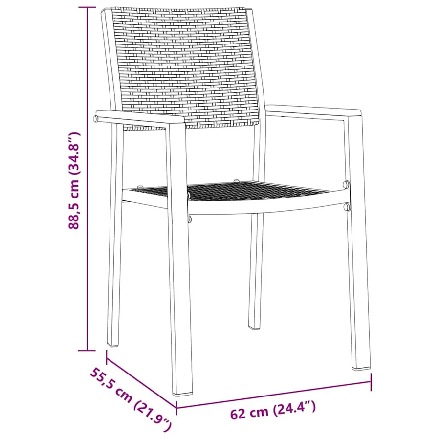Ensemble de salle à manger pour jardin 7 pcs Noir - 10