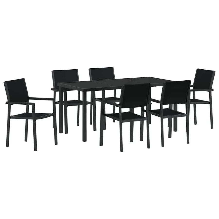 Ensemble de salle à manger pour jardin 7 pcs Noir - 2