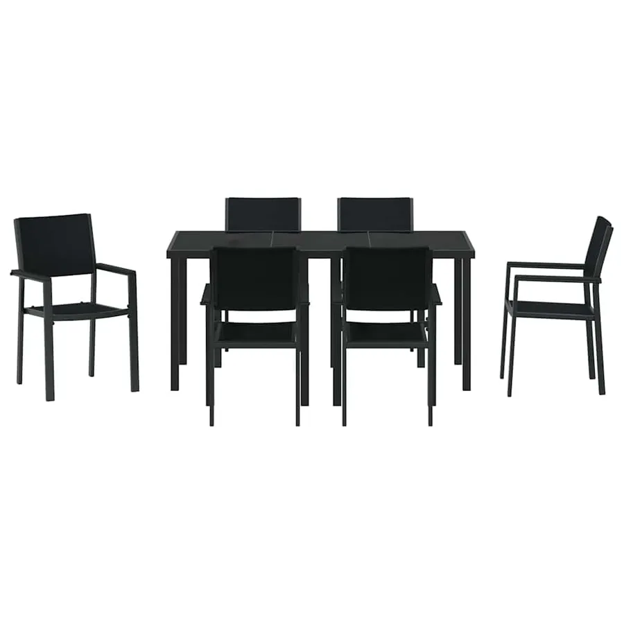 Ensemble de salle à manger pour jardin 7 pcs Noir - 7