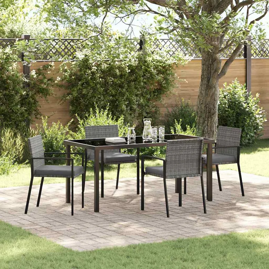 Ensemble de salle à manger pour jardin 5 pcs Gris