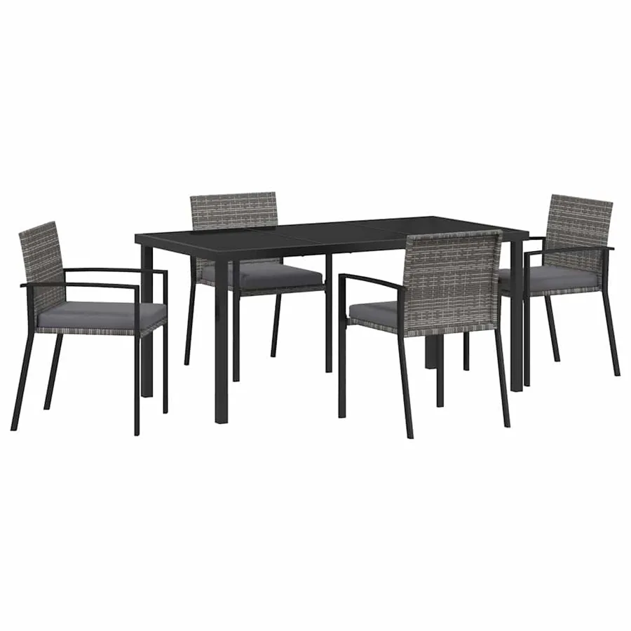 Ensemble de salle à manger pour jardin 5 pcs Gris - 2