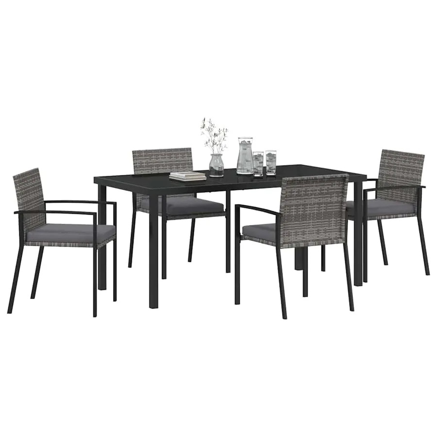 Ensemble de salle à manger pour jardin 5 pcs Gris - 3