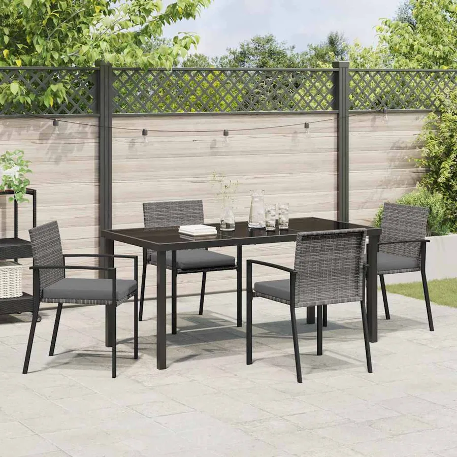 Ensemble de salle à manger pour jardin 5 pcs Gris - 4