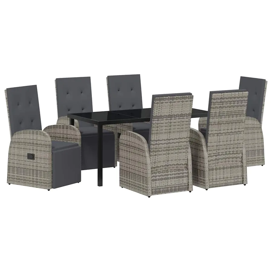 Ensemble de salle à manger pour jardin 7 pcs Gris polyrotin - 2