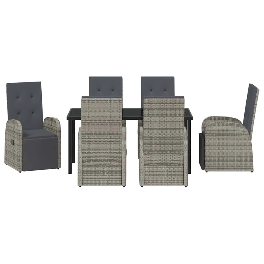 Ensemble de salle à manger pour jardin 7 pcs Gris polyrotin - 7