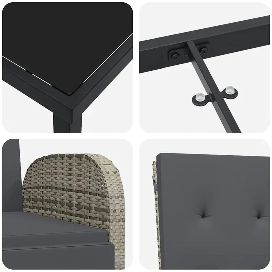 Ensemble de salle à manger pour jardin 7 pcs Gris polyrotin - 9