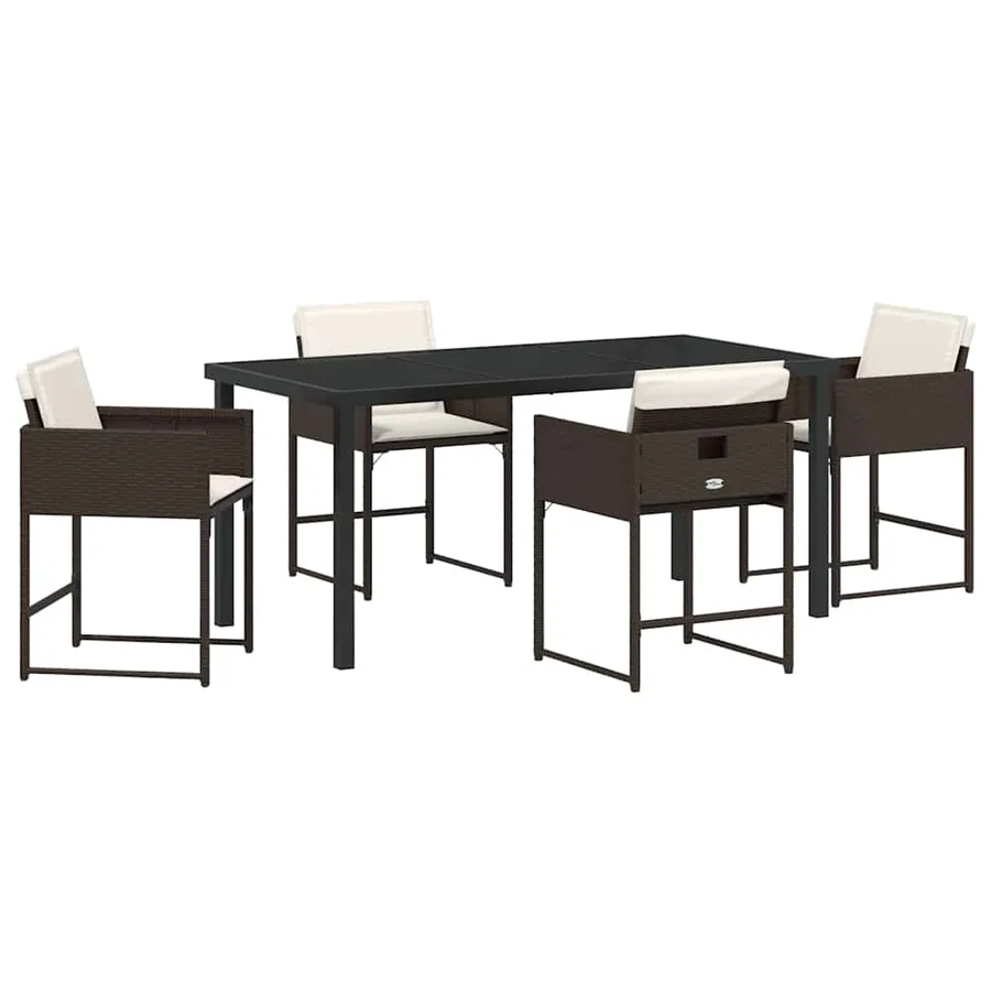 Ensemble de salle à manger pour jardin 5 pcs Marron polyrotin - 2