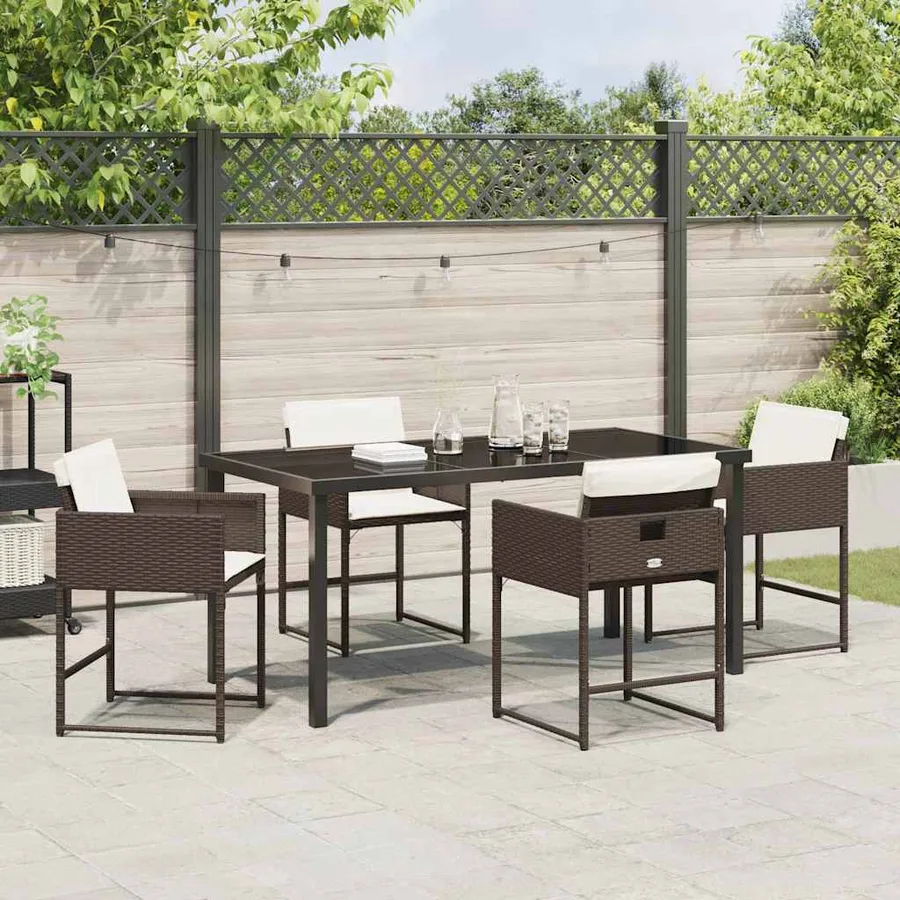 Ensemble de salle à manger pour jardin 5 pcs Marron polyrotin - 4