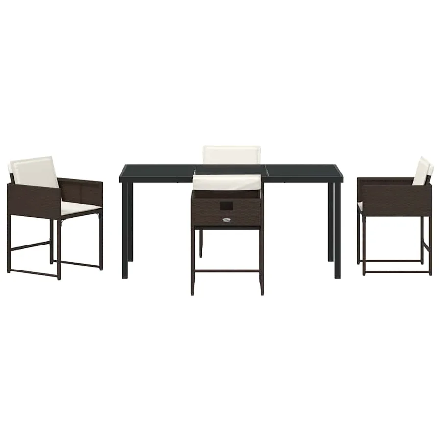 Ensemble de salle à manger pour jardin 5 pcs Marron polyrotin - 7