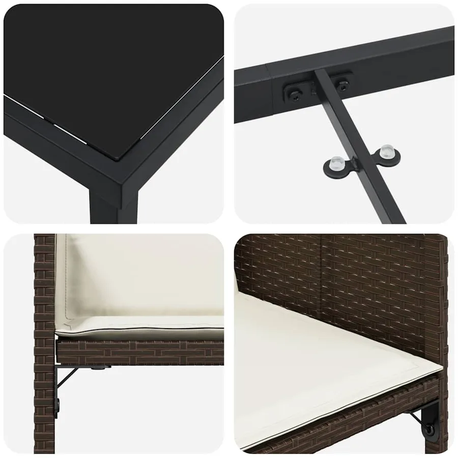 Ensemble de salle à manger pour jardin 5 pcs Marron polyrotin - 9