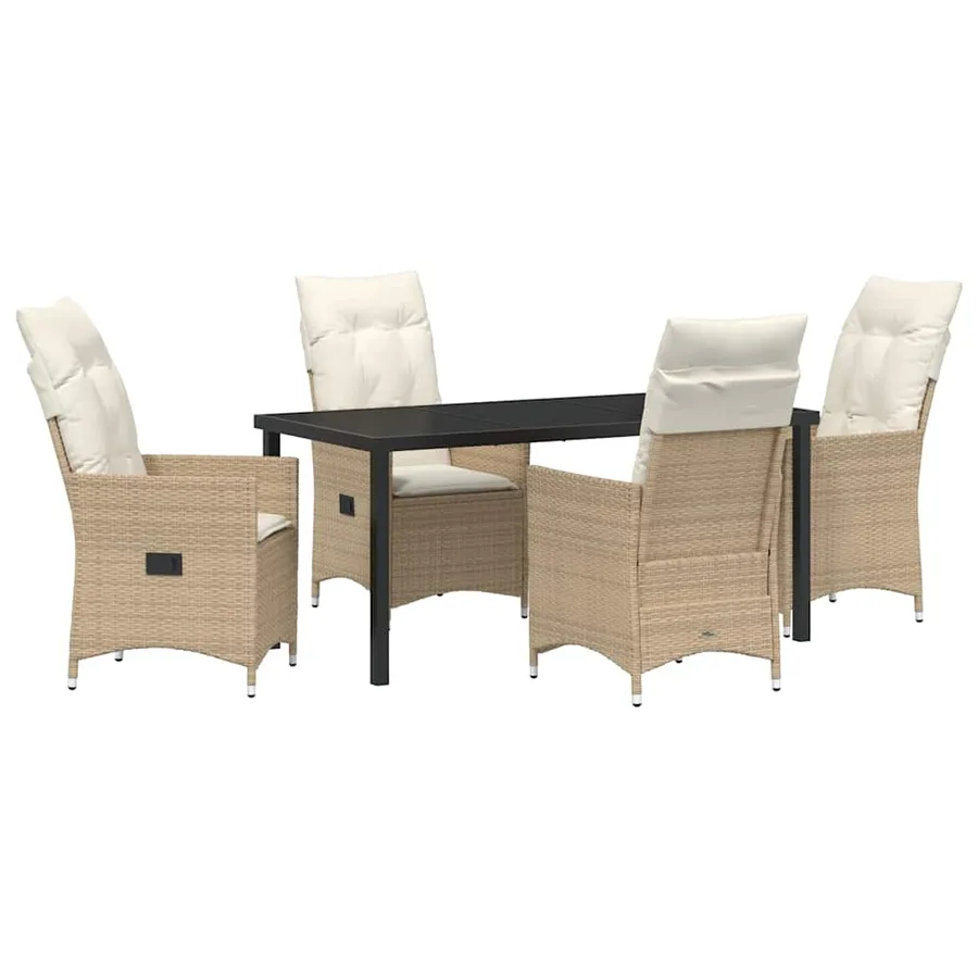 Ensemble de salle à manger pour jardin 5 pcs Beige polyrotin - 2