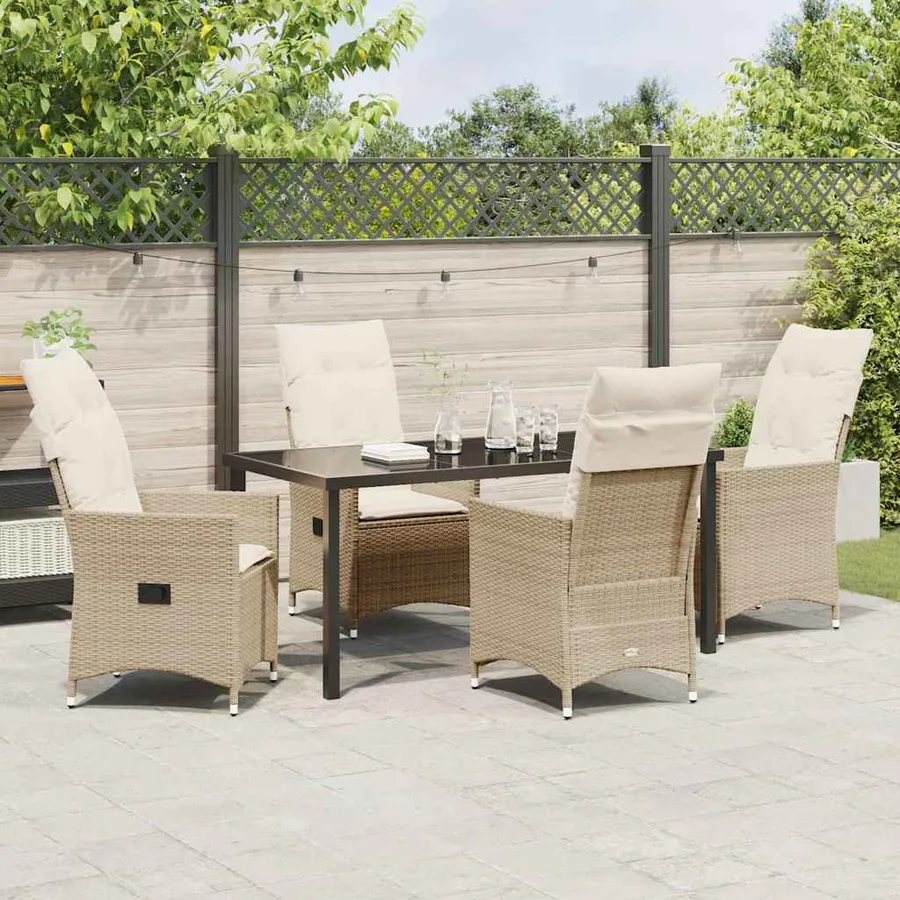 Ensemble de salle à manger pour jardin 5 pcs Beige polyrotin - 4