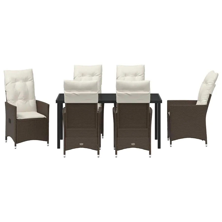 Ensemble de salle à manger pour jardin 7 pcs Marron polyrotin - 7
