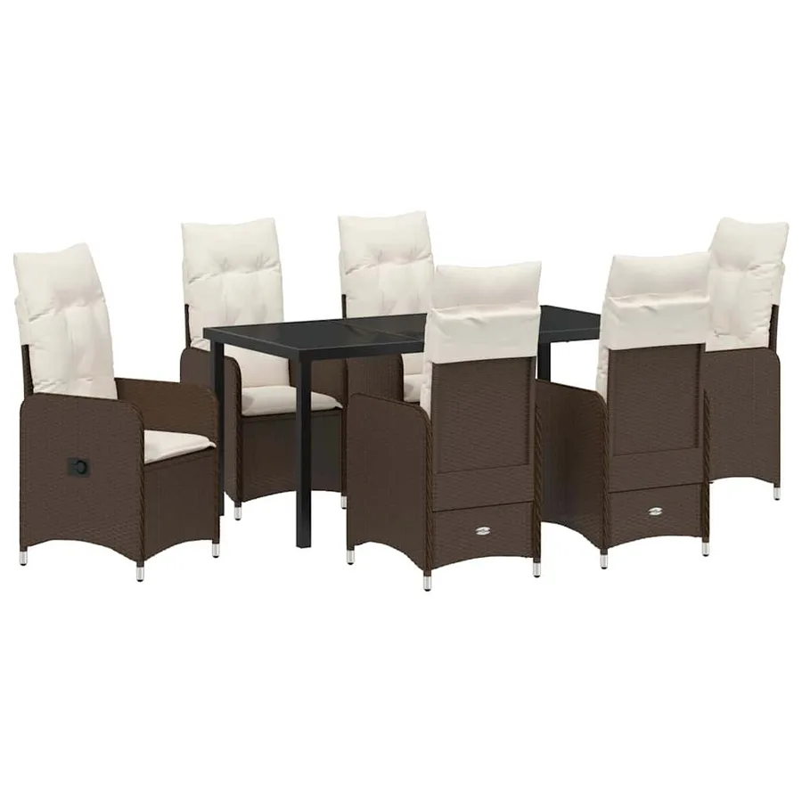 Ensemble de salle à manger pour jardin 7 pcs Marron polyrotin - 2