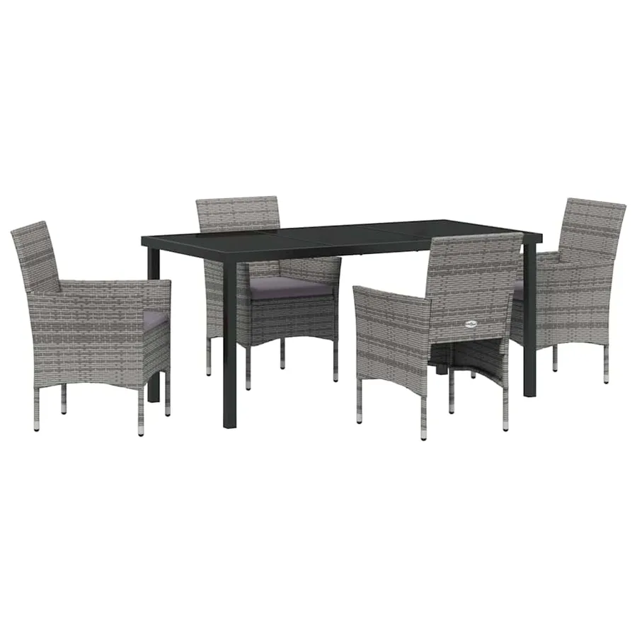 Ensemble de salle à manger pour jardin 5 pcs Gris polyrotin - 2