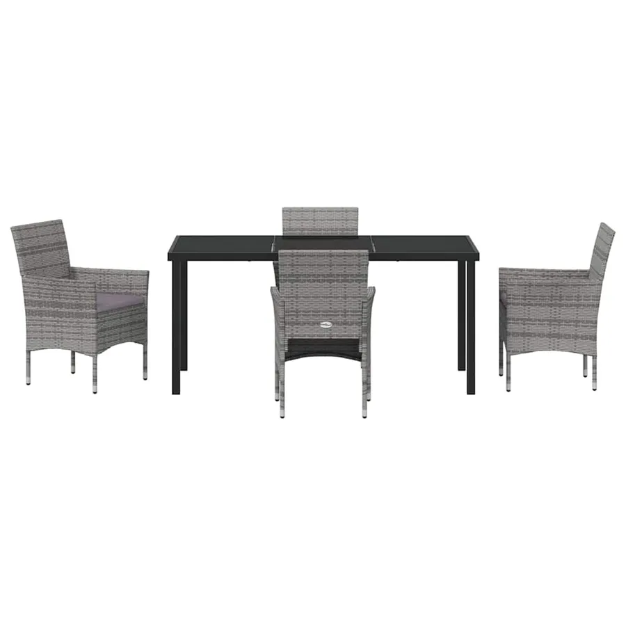 Ensemble de salle à manger pour jardin 5 pcs Gris polyrotin - 7