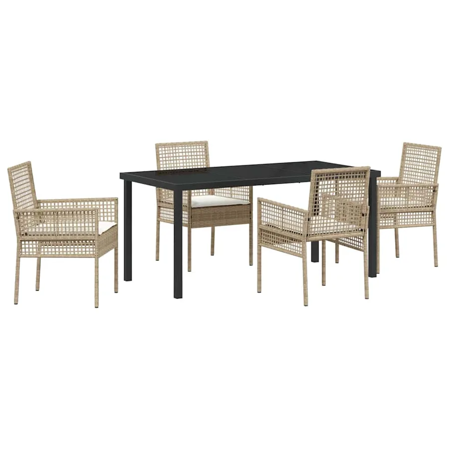 Ensemble de salle à manger pour jardin 5 pcs Beige polyrotin - 2