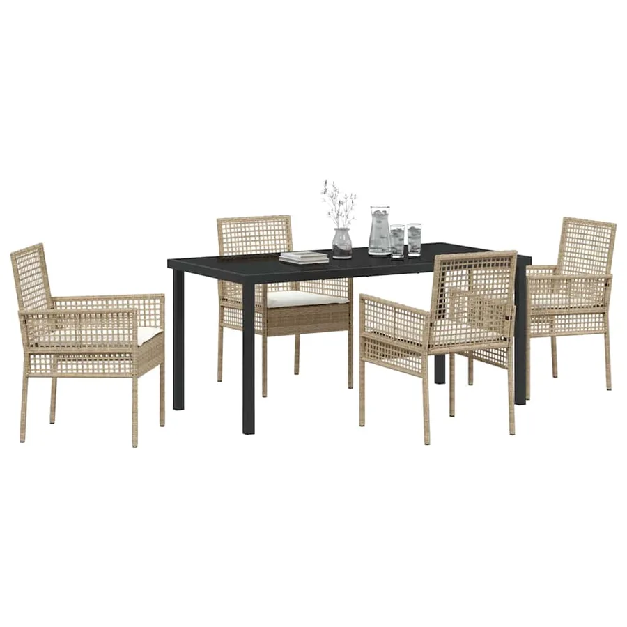 Ensemble de salle à manger pour jardin 5 pcs Beige polyrotin - 3