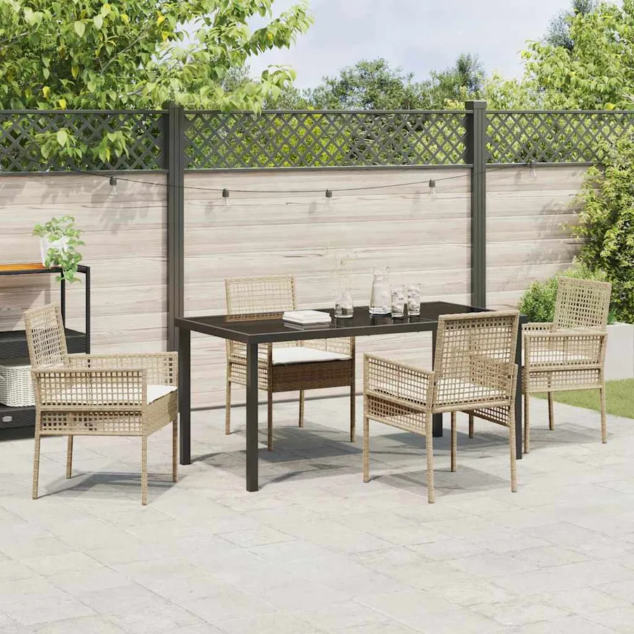 Ensemble de salle à manger pour jardin 5 pcs Beige polyrotin - 4
