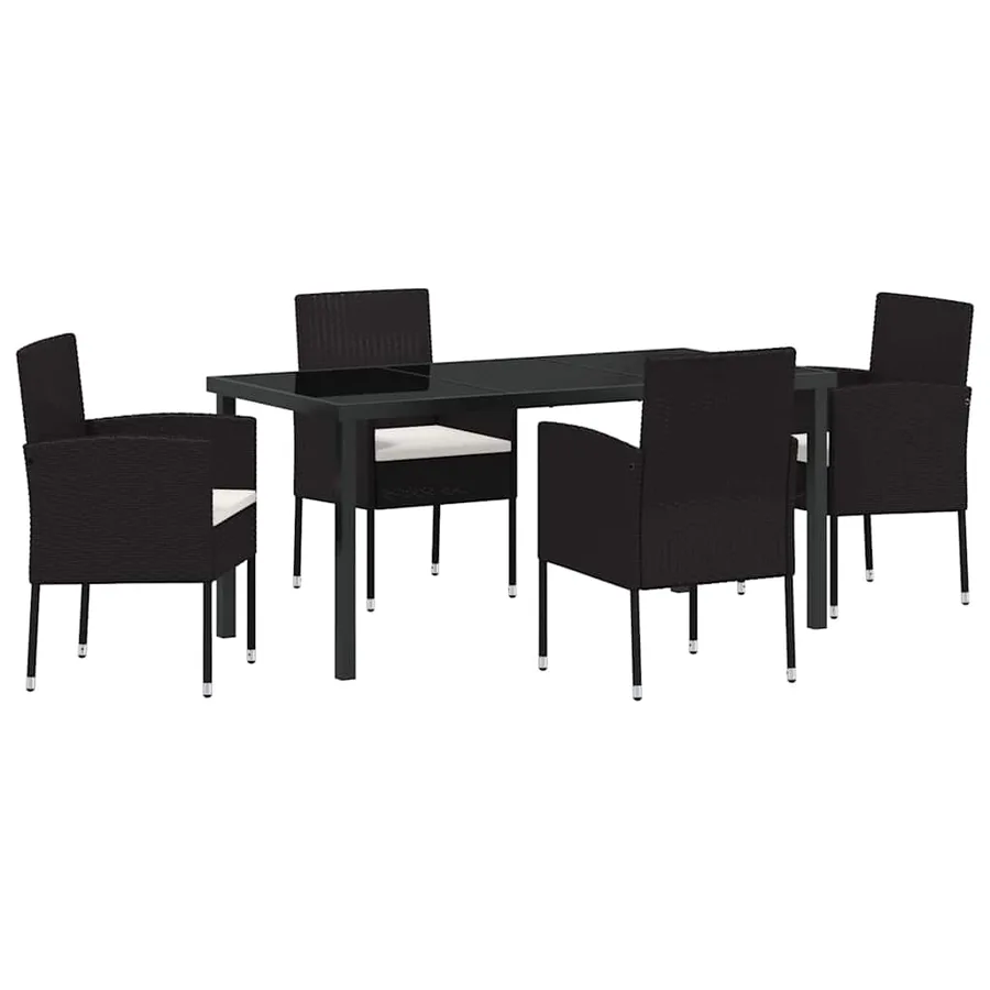 Ensemble de salle à manger pour jardin 5 pcs Noir polyrotin - 2