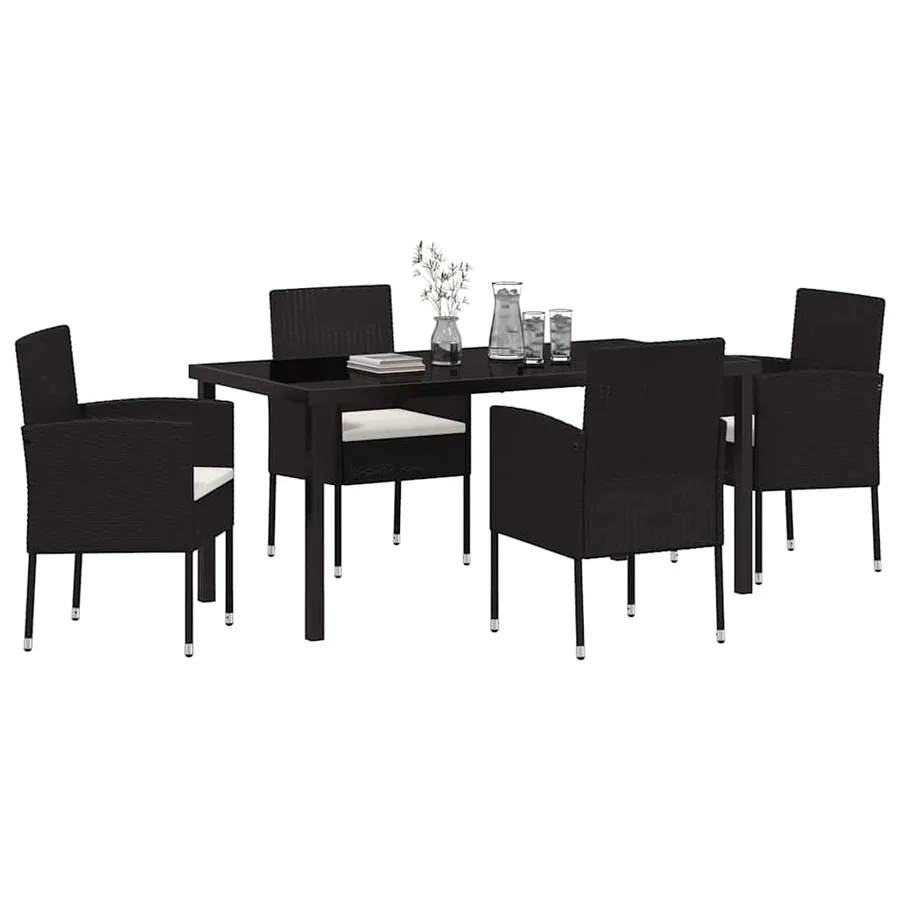 Ensemble de salle à manger pour jardin 5 pcs Noir polyrotin - 3