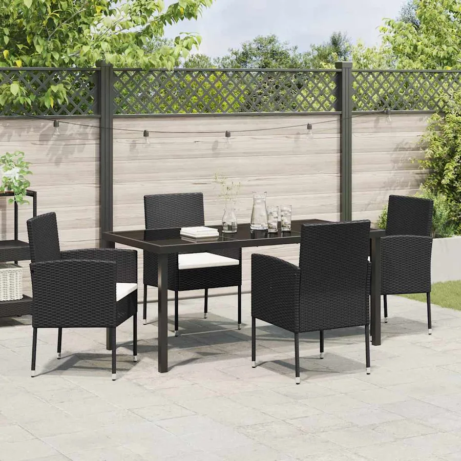 Ensemble de salle à manger pour jardin 5 pcs Noir polyrotin - 4