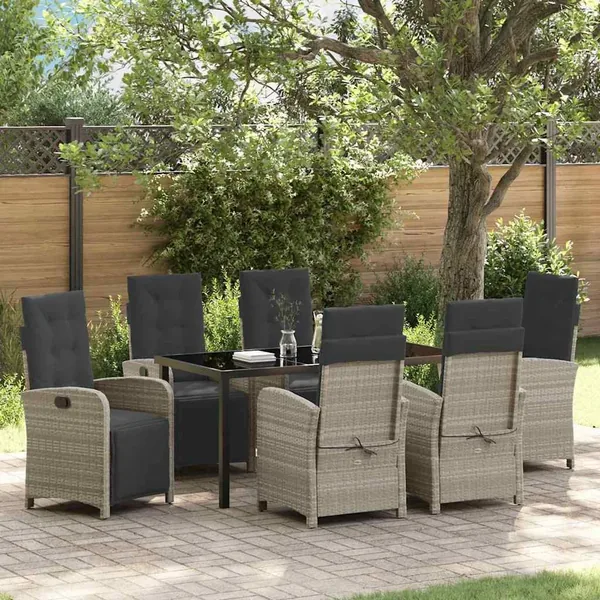 Ensemble de salle à manger pour jardin 7 pcs Gris clair
