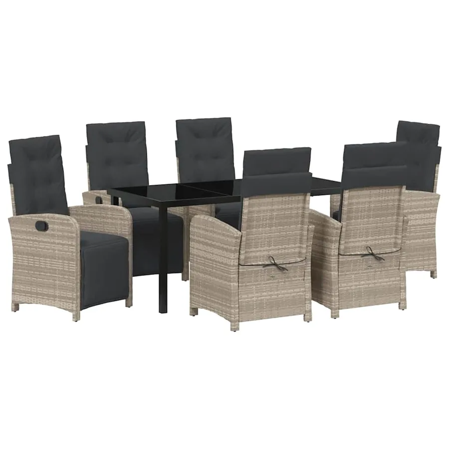 Ensemble de salle à manger pour jardin 7 pcs Gris clair - 2