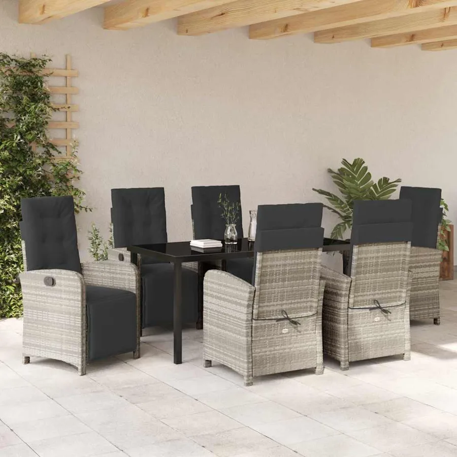Ensemble de salle à manger pour jardin 7 pcs Gris clair - 4